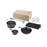 thumbnail of Tarrington House BBQ Set de cocottes, fonte Emmaillie/bois FSC, pot à feu : 4.26 L, plaque de gril, lève-couvercle, noir, 7 pièces