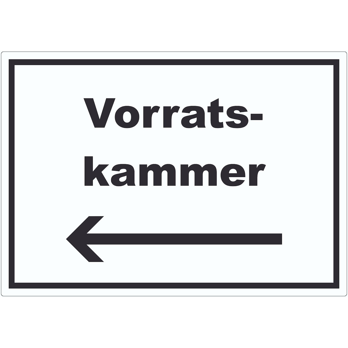 Vorratskammer Aufkleber mit Text Richtungspfeil links Pantry Reserve waagerecht A7 (74x105mm)