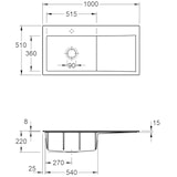 thumbnail of Villeroy&Boch Rechteckiges Spülbecken, Küchenspüle Subway Style 60 Ivory CeramicPlus 1000x510mm, Unterschrankbreite 60 cm