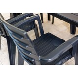 thumbnail of Ensemble table et 6 chaises de jardin, table rectangulaire avec structure en acier et chaises en résine avec accoudoirs, empilables –Thomas+Anita/Noir