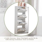 thumbnail of Schuhschrank Spiegelschrank 80x24x147 mit 4 Kippfächern verstellbarem Regal Flurkommode Spiegel Stauraum platzsparend Weiß