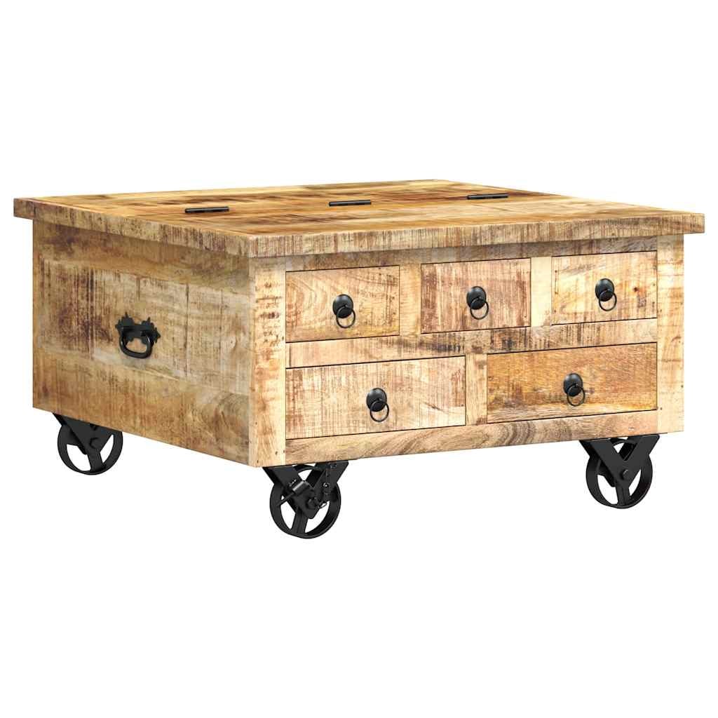 Table basse Bois de manguier brut 70 x 70 x 40 cm Modèle Atlas Focus Plus