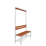 thumbnail of Einseitige Sitzbankgarderobe mit Schuhrost, 400/1825 x 1200 x 400 mm, lichtgrau/buche
