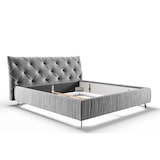 thumbnail of KAWOLA Bett ANNY Polsterbett Kopfteil niedrig Velvet silber 200x200cm