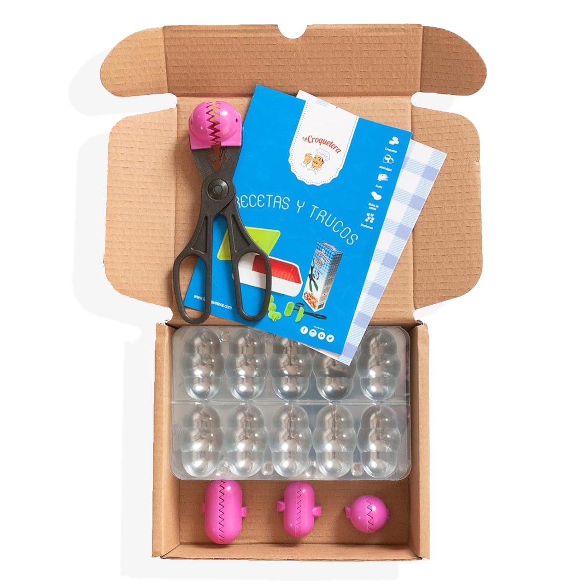 La Croquetera - Kit Básico para hacer Croquetas y Bandejas para conversar la masa con libro recetas