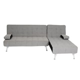 thumbnail of Schlafsofa HWC-K22, Couch Ecksofa Sofa, Liegefläche links/rechts Schlaffunktion 236cm ~ Stoff/Textil hellgrau, schwarz