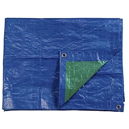 Markise 4 x 5 m, doppelseitig, blau/grün, Metallösen, Dichte 90 g/m2, Edm