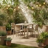 thumbnail of Set de comedor exterior Mesa cuadrada 80x80 cm y 4 sillas con reposabrazos, moderno, resistente, para terrazas, jardines - Zeno + Ginny - Caramelo