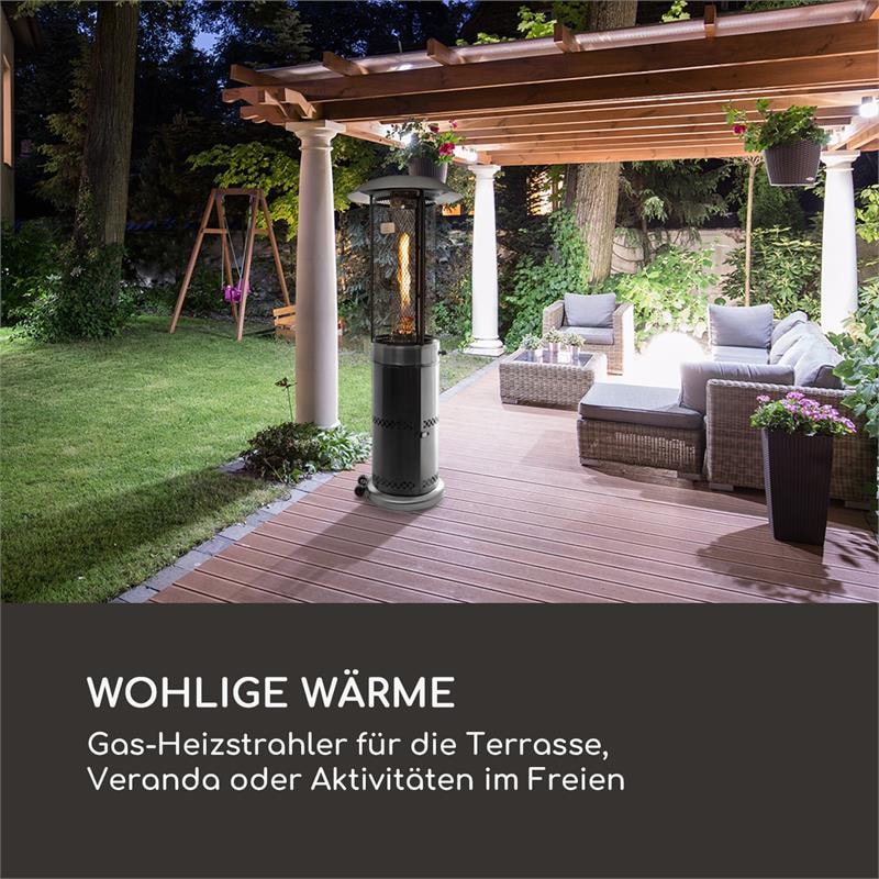 Goldflame Deluxe Terrassenheizstrahler 36.000BTU/11kW mobil Edelstahl Silber-Metallic