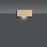thumbnail of Applique 1 Luce Merlino In Acciaio Nero Corpo Rettangolare E Legno Naturale