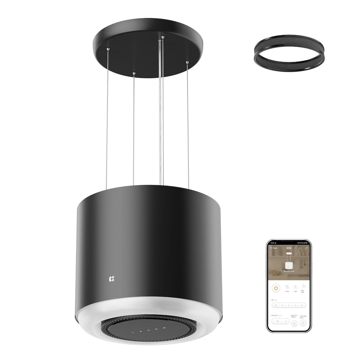 CIARRA A+ 550m³/h Inselhaube Freihängend Dunstabzugshaube WiFi App Touch 4 Stufen Booster Umluft VM4838B