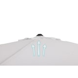 thumbnail of Tarrington House Sombrilla redonda Merida, aluminio, Ø 2.9 x 2.5 m, repelente al agua, blanco/gris