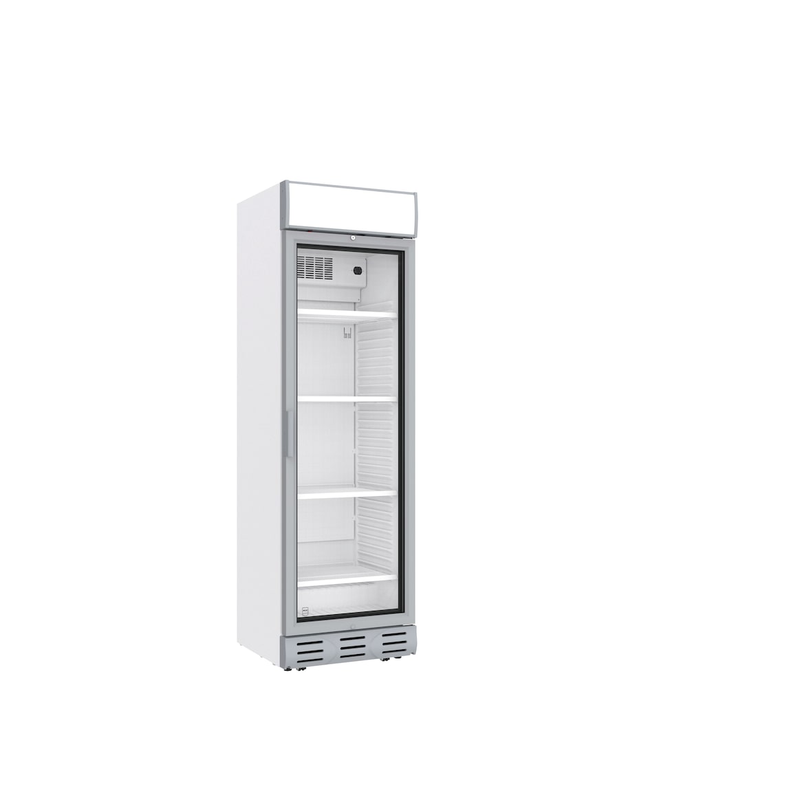 METRO Professional Frigorífico com porta de vidro GSC5350, vidro/metal, 59.5x62.4x200 cm, 362L, arrefecimento por ventoinha, 270W,  fechadura, branco