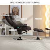 thumbnail of Massagesessel Relaxsessel mit Liegefunktion 5-Punkt-Massage Heizfunktion Drehbar PU Leder Fußhocker 79x79x106 Braun