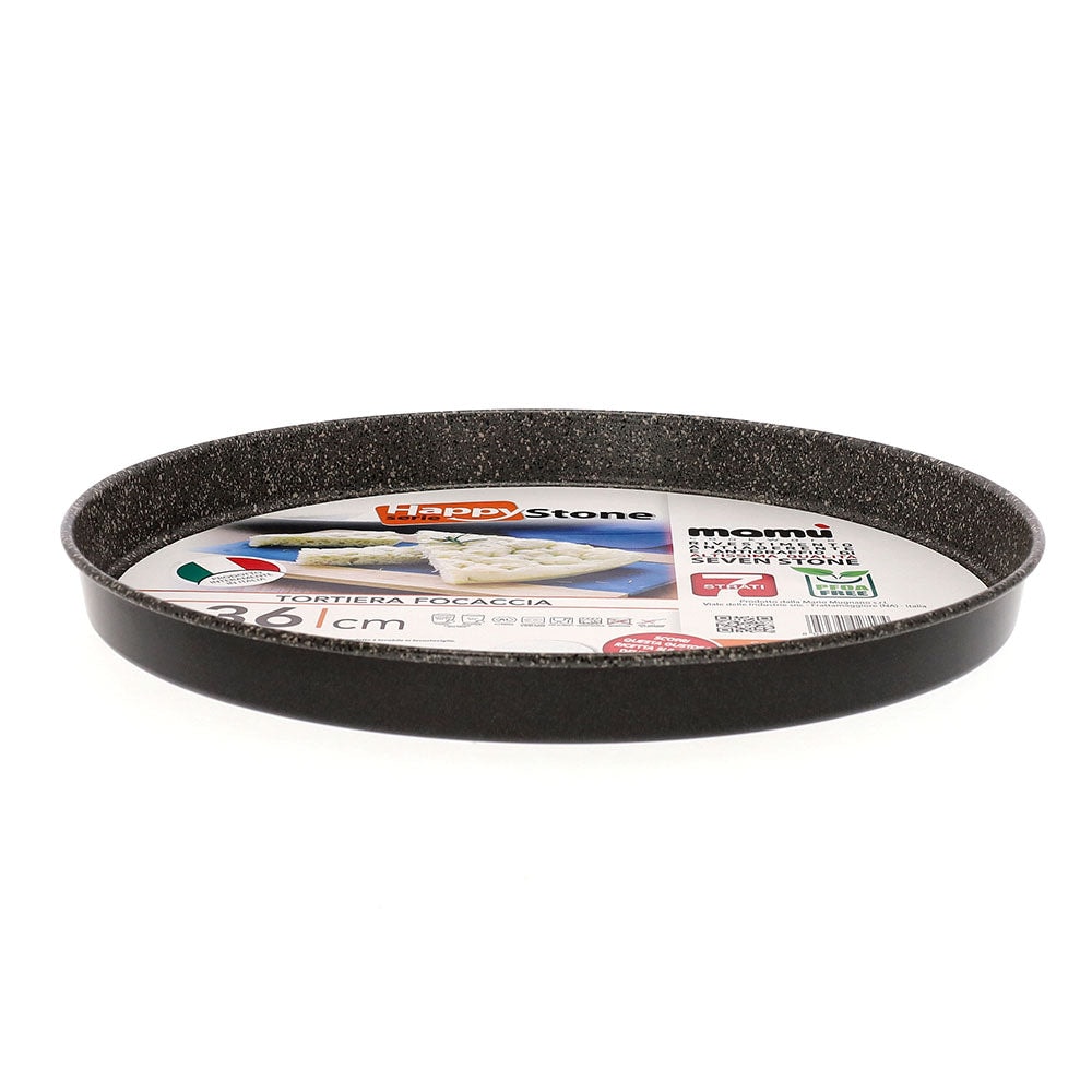 Mamù grote focaccia bakvorm, antiaanbaklaag, aluminium, 7 lagen, PFOA-vrij, krasbestendig, 36 cm