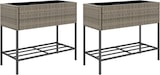 thumbnail of vidaXL Hochbeete mit Ablage 2 Stk. Grau 90x40x75 cm Poly Rattan