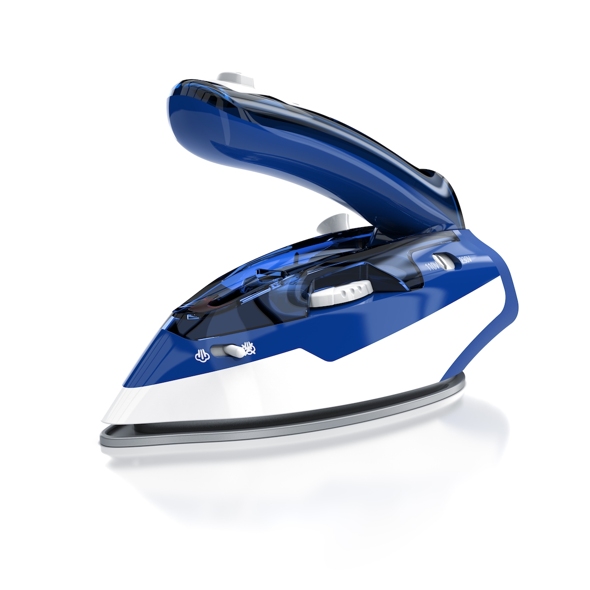 MyBeo Reisebügeleisen, klappbar, 1100 W, Edelstahlsohle, Dampfstoß, Dual-Voltage