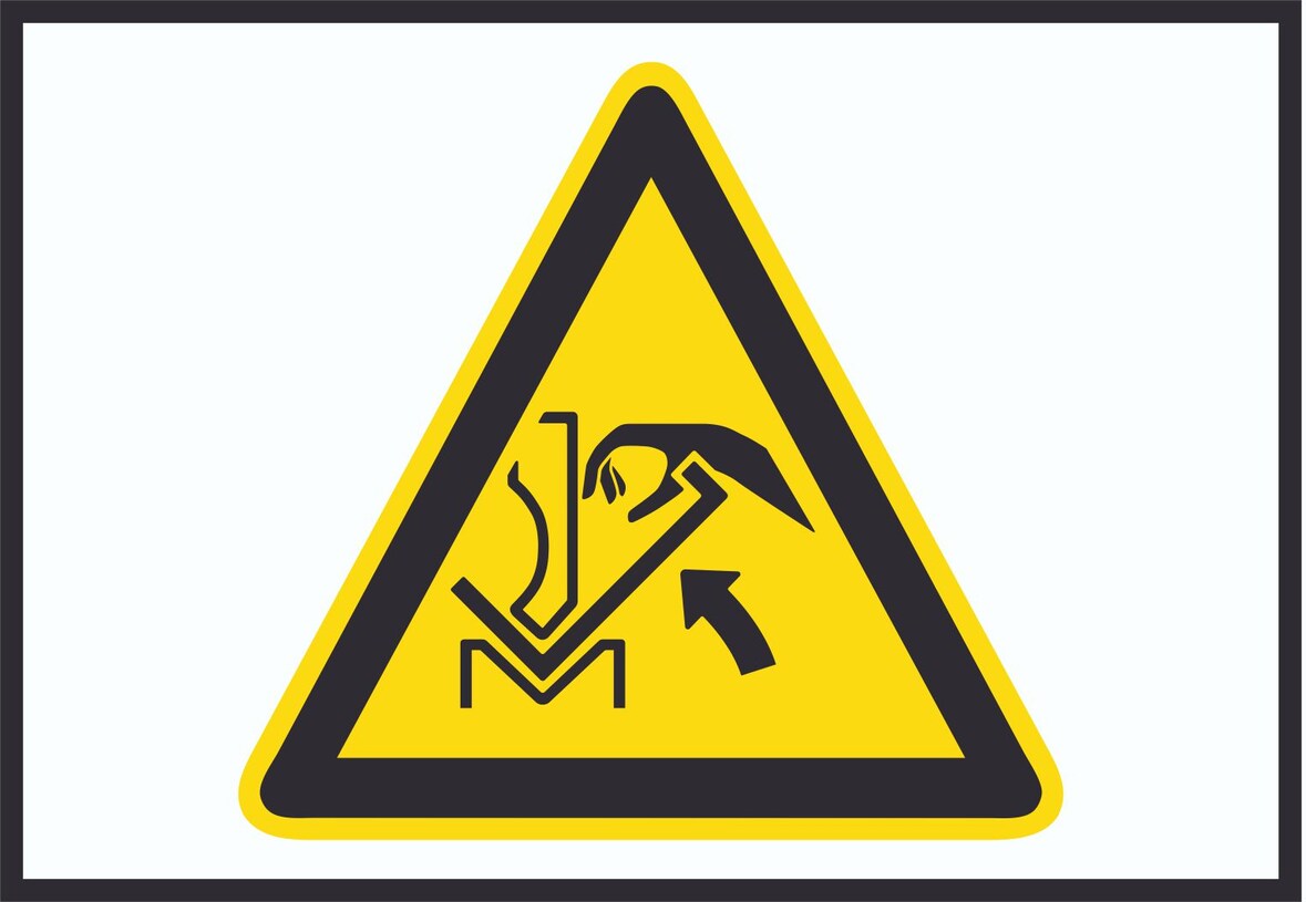 Achtung Quetschgefahr zwischen Presse und Werkstück Symbol A0 (841x1189mm) Schild