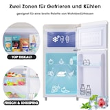 thumbnail of Kompakter 46×45×91 cm Retro Kühlschrank 72L Zweitürig Gefrierfach 21L Kühlfach 51L Energiesparend E-Klasse Verstellbare Einlegeböden Weiß