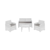 thumbnail of Dmora Outdoor-Lounge-Set Dbagnolin, Gartenkomposition mit 2 Sesseln, 1 Sofa und 1 Couchtisch, Rattan-Effekt mit Kissen, 100 % Made in Italy, Weiß