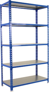 thumbnail of SimonRack Estantería Metálica, 2000x1100x500 mm, 5 Alturas, Bandeja Metal, 200 kg de Punto Flexión, Azul/Galva - Simonclick