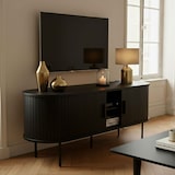 thumbnail of Mueble TV en melamina y acero 120 cm negro