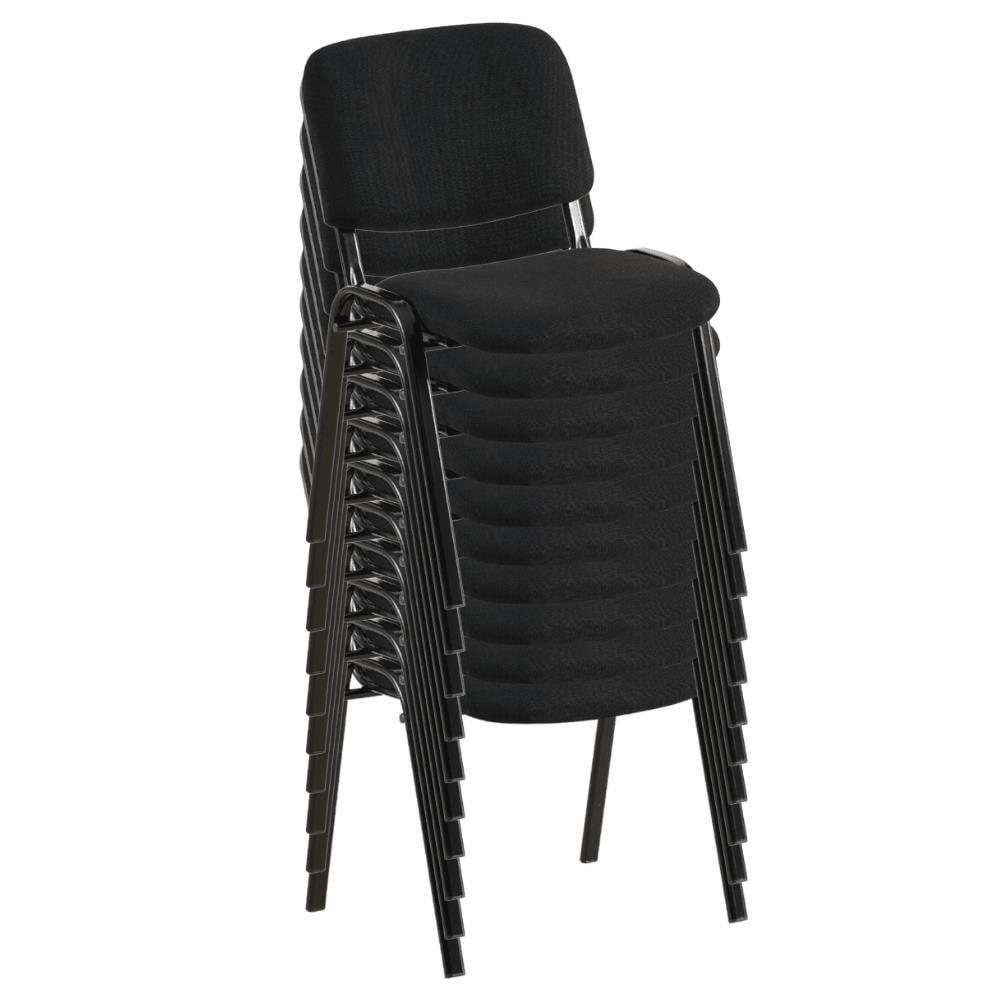 Konferenzstuhl Iso | 10er Set Schwarz | stapelbarer Besucherstuhl