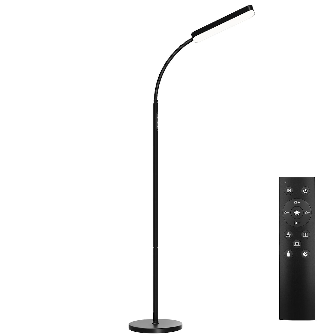 tectake Vloerlamp Prisma LED, 5 lichtmodi, 12 W, dimbaar - zwart - 405204