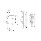 thumbnail of Boitier de serrure encastrable à cylindre pour porte d'entrée, axe 50mm, têtière 200x22mm laiton inox brossé - THIRARD