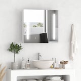 thumbnail of Armário com Espelho de Casa de Banho com Luz LED Suspenso 2 Portas e Interruptor Tátil Estilo Moderno 70x15x65 cm Branco