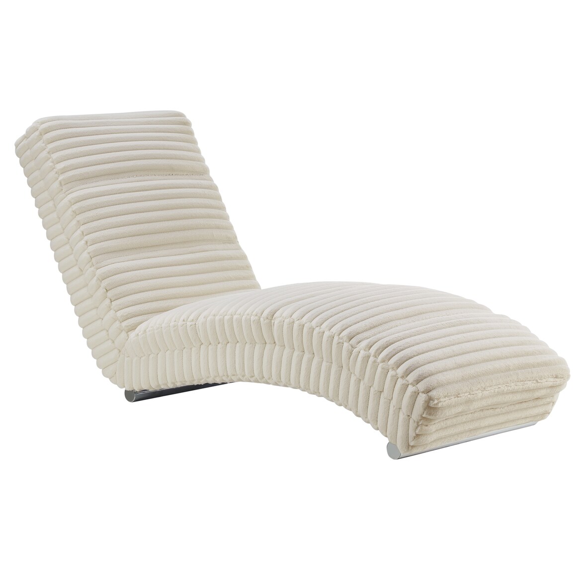 SalesFever Chaiselongue | mit Quersteppung | Bezug Cord-Stoff | Metallfüße aus Chrom | B 60 x T 170 x H 82 cm | beige
