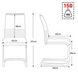 thumbnail of Esszimmerstuhl 2er Set Grau 95x42x48 cm mit hoher ergonomischer Rückenlehne, PU Kunstleder+Leinen Bezug, Metallgestell, pflegeleicht