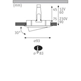 thumbnail of Paulmann Spot encastré Nova Plus  orientable IP65 rond 93mm 30° GU5,3 / GU10 max. 35W  230/12V gradable  Noir mat 92460