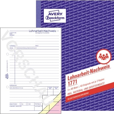Avery Zweckform Lohnarbeitnachweis 1771 DIN A5 SD 3x40Blatt