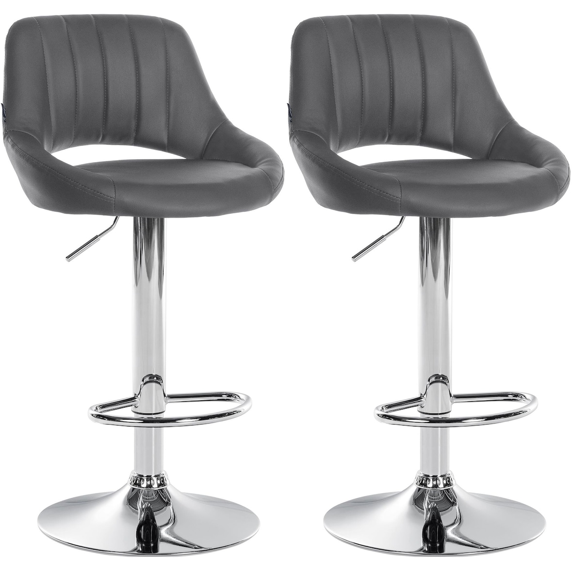 2er Set Barhocker Milet Kunstleder grau/Metall in Chromoptik