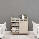 thumbnail of LES ARTISANS DU BOIS GRANDE DESSERTE SUR ROULETTES EN BOIS MASSIF NATUREL VERNI L 100 x P 45 x H 100 CM