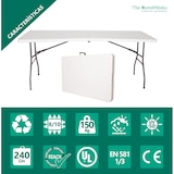 thumbnail of Tavolo pieghevole per uso pubblico 240x75x74 cm – Piano del tavolo portatile in HDPE 4 cm, The HomeWeeks