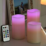 thumbnail of LED Kerzenset Echtwachs Farbwechsel Fernbedienung Timer D: 7,5cm creme 3er Set