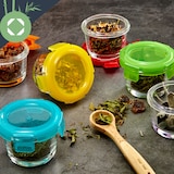 thumbnail of Babygläser 6er-Set bunte Deckel luftdichter Verschluss geschmacksecht Klarglas