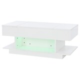 thumbnail of Couchtisch 98x45x40 cm mit Lift Tischplatte und LED-Beleuchtung Weiß Hochglanz, Sofatisch höhenverstellbar bis 55 cm mit Stauraum und Ablagen