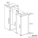 thumbnail of homeX CFB1181E Einbaukühlschrank mit Gefrierfach, 88cm Nische - 118 Liter, Schlepptürtechnik, LED-Beleuchtung, 37 dB