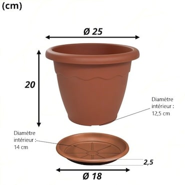 Vaso per piante ovale DAVINE, ceramica, grano, terracotta, 19,5x9,5x11cm