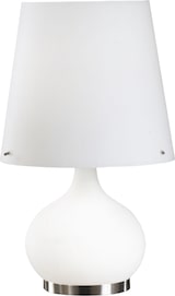thumbnail of Ade Design Tischleuchte aus Metall und mundgeblasenem Glas, Doppelschalter, E14 40W und E27 100W Fassung, Weiß, Produktcode: 2533-35-102