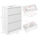 thumbnail of kleankin Móvel de Casa de Banho com Lavatório Armário Casa de Banho de Cerâmica Sintética com 2 Gavetas 61x37x88 cm Branco Brilhante