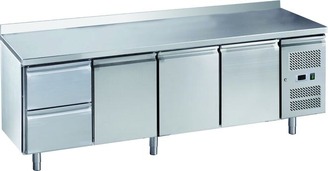 GastroHero Kühltisch ECO 3/2 mit Aufkantung - GN 1/1