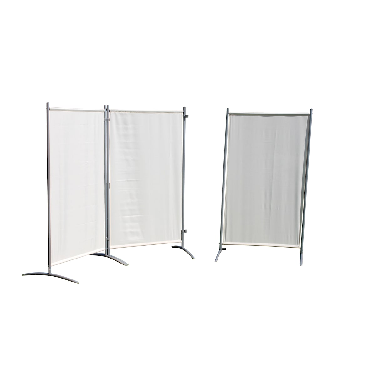 Leco Sichtschutz / Stellwand, 260 x 156 cm, Metall / Polyester, beige, 3-teilig
