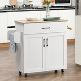 thumbnail of HOMCOM carro de cocina con 1 cajón 2 puertas toallero y especiero carrito auxiliar con ruedas para comedor salón bar carga 80 kg 105x36x85 cm blanco