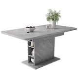 thumbnail of Ausziehbarer Esstisch mit Stauraum 75x130x70 cm in Grau Betonoptik, rechteckig, platzsparend, Metallgestell und Spanplatte, modern