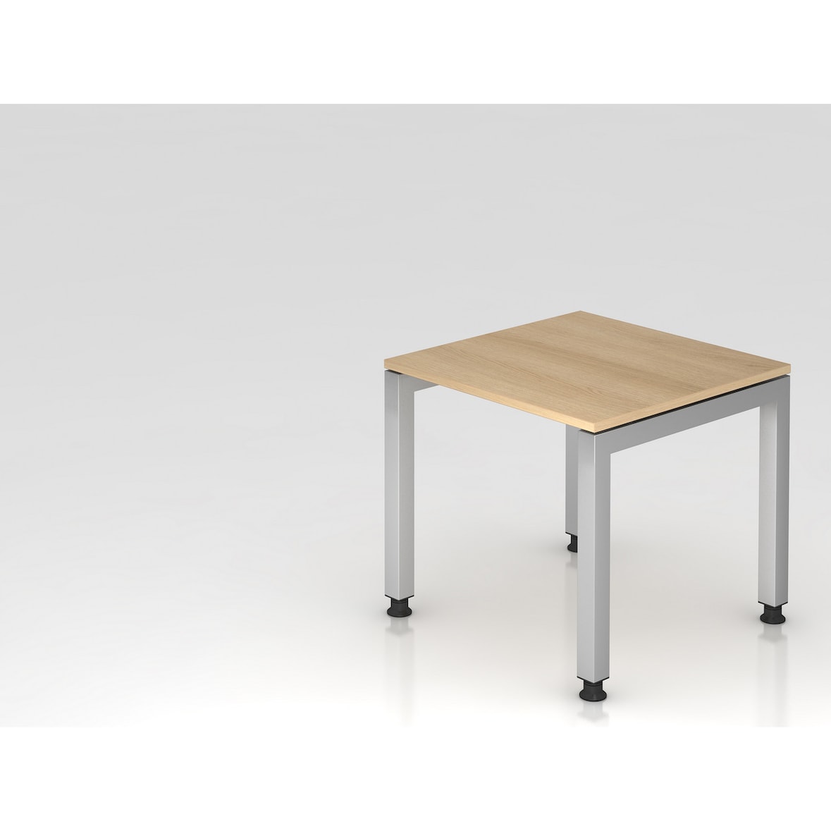 PROREGAL Schreibtisch Pejo | Eiche | Silber Gestell | BxT 80x80cm | Arbeitshöhe 68-76cm | höhenverstellbar | 4-Fuß-Gestell eckig