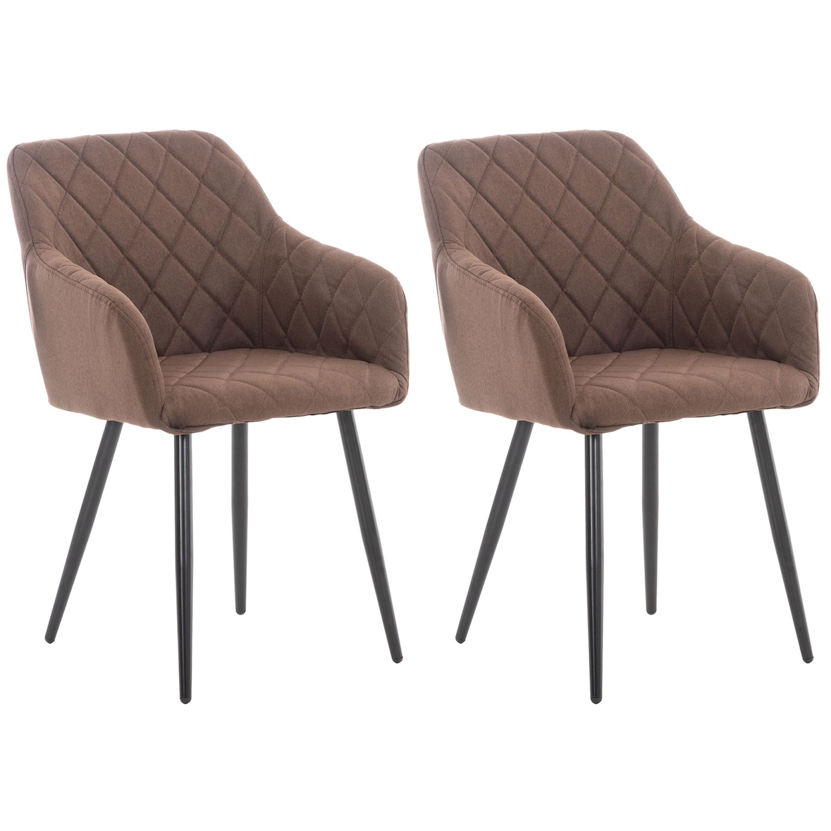 Set van 2 eetkamerstoelen Shila bruin/Stof